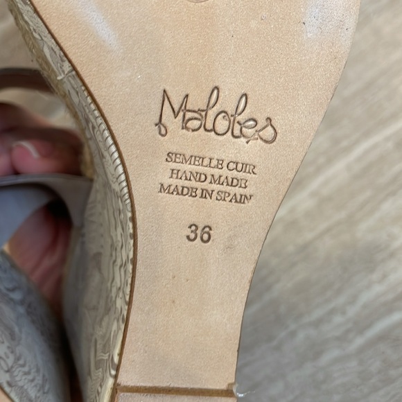 MALOLES Women’s Size 5.5/36 Wedge Espadrilles Beige Taupe Made in Spain - Picture 9 of 13